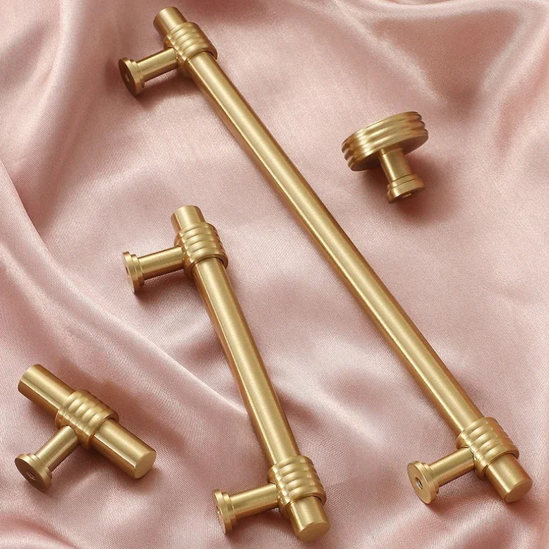 Massive Messinggriffe im Vintage-Design mit Hanfseil-Form, personalisierte Küchenmöbelgriffe, goldene Schubladen- und Türgriffe, T-förmige Zuggriffe – Detail 20