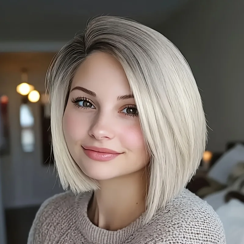 شعر مستعار صناعي قصير مفرود من بوب - مظهر طبيعي للارتداء اليومي للنساء والحفلات التنكرية