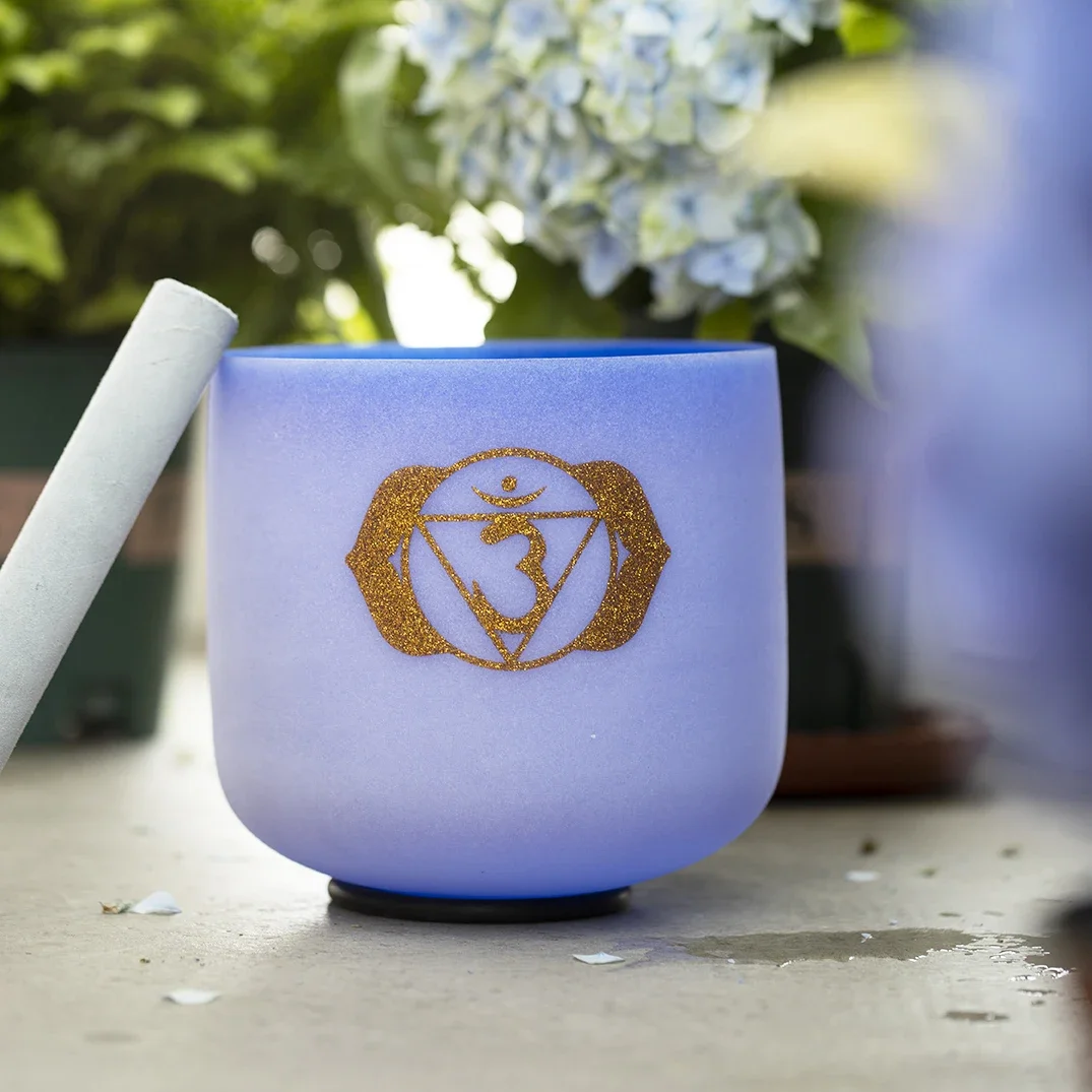 STAR LINKUP 7 inch A Note Third-eye Chakra Crystal Singing Bowl Sound Bath Meditation Bowls for Cleansing Stress Relief