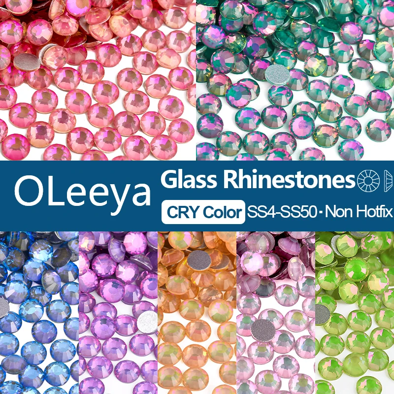 OLeeya SS4-SS50 Glass Flatback Rhinestones Crystal Non Hotfix Strass Stones for Nail Art Accessories DIY Crafts Decorations