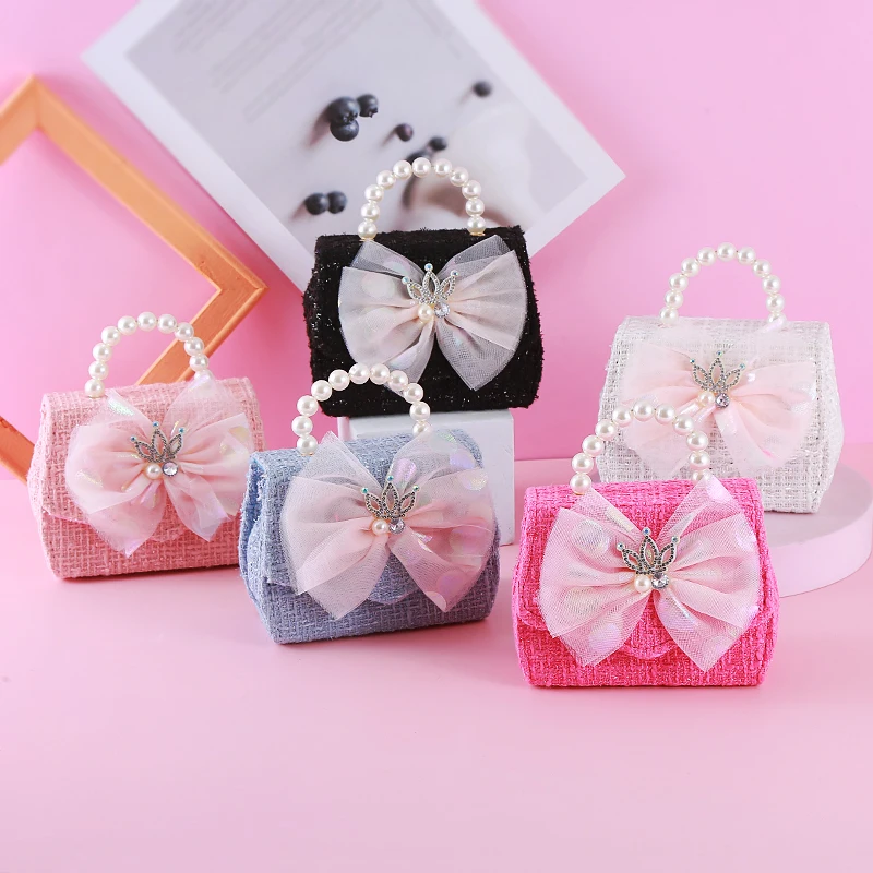 Kids Mini Purse Cute Crown Bowknot Crossbody Bags for Baby Girls Princess Messenger Shoulder Bag Toddler Wallet Hand Bags