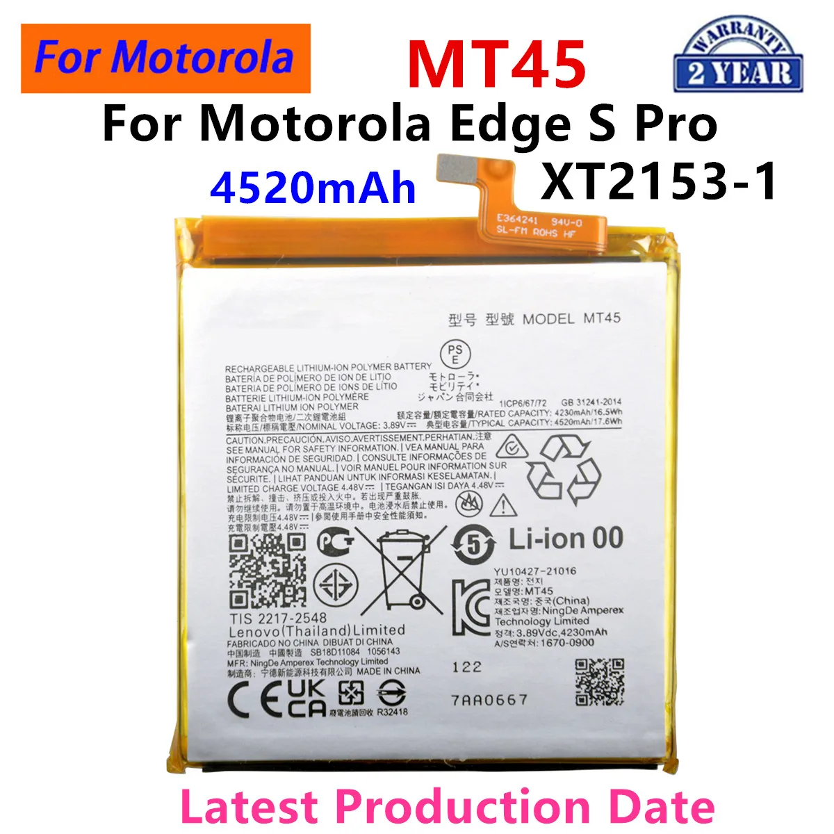 100% Original MT45 4520mAh Battery For Motorola EDGE S PRO XT2153-1  Phone Batteries