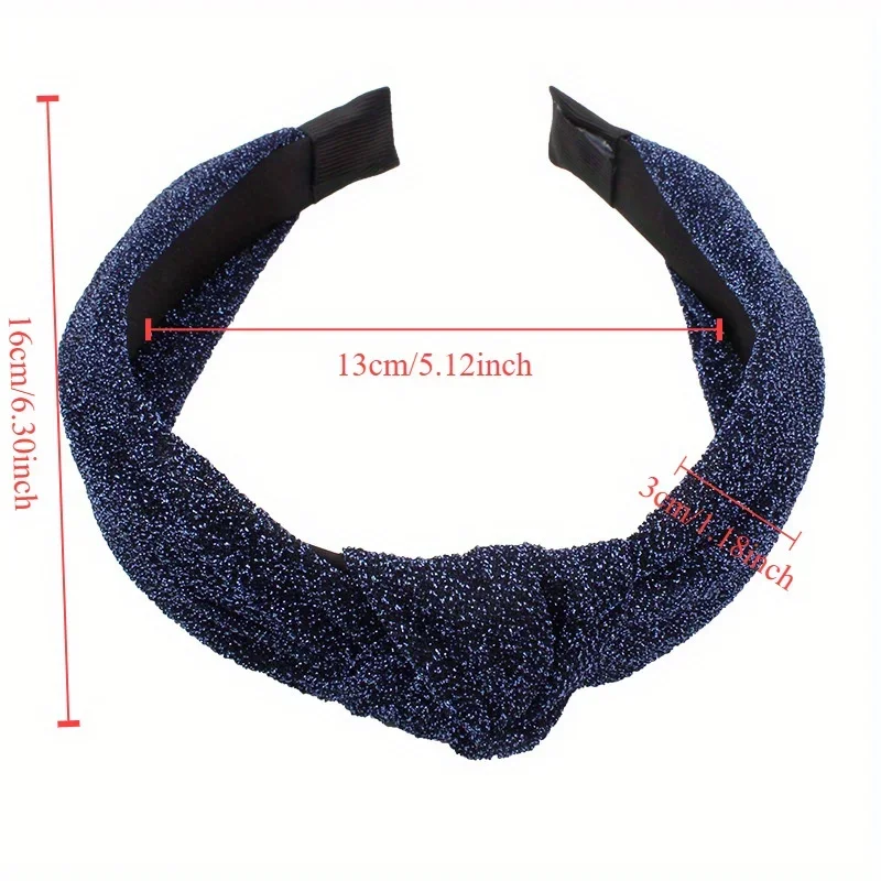 Fabric Knot Solid Glitter Handmade Twist Hairbands Ladies Makeup Hair Hoops Wide Headbands Hair Accessories for Women Girls