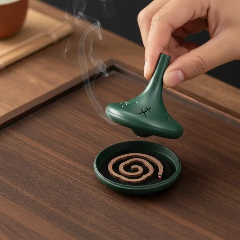 Spinning Top Incense Burner Traditional Hollow Carving Lucky Meaning Craft for Housewarming Holiday Gift