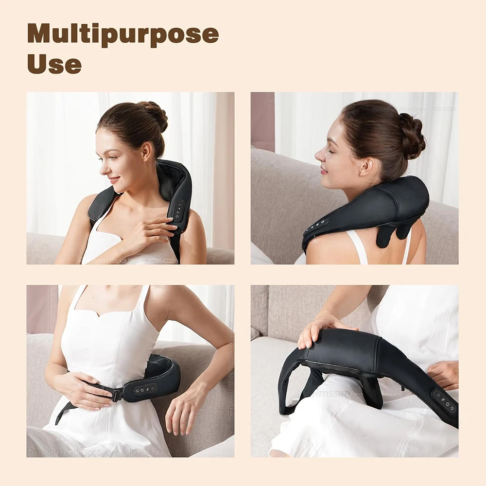 Almohada de masaje inalámbrica para cuello y hombros, masajeador eléctrico para cuello y espalda, chal relajante para el cuerpo