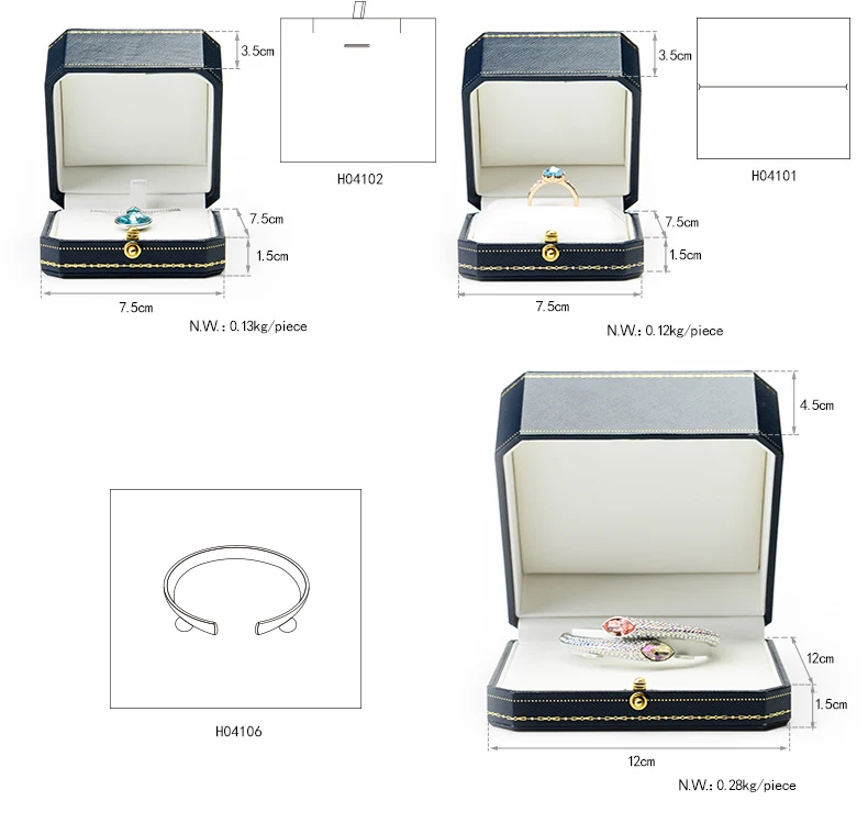 Oirlv Königsblaue Ringbox aus PU-Leder 10,5*8*4,5cm Schmuck-Organizer-Box für Verlobungs- und Hochzeitsschmuck Geschenkbox Schmuckringbox – Detail 5