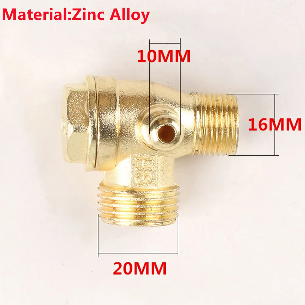 10*16*20 3-Port Brass Threaded Check Valve Air Compressor Tube Connect Air Pressure Tank Compressor Piston Pump Connector Tool