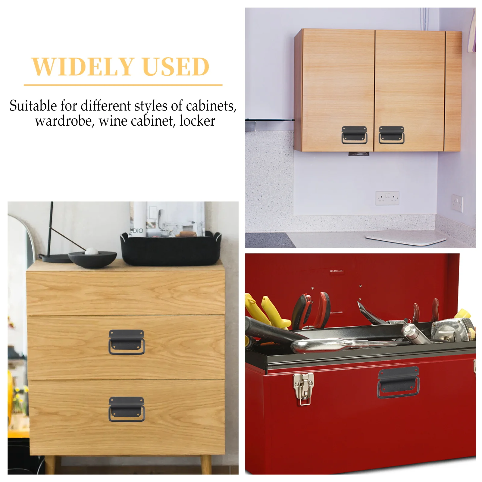 

2Pcs StainlessSteel H les Foldable Toolbox Pulls For Suitcase CabinetDoor Hardware Durable