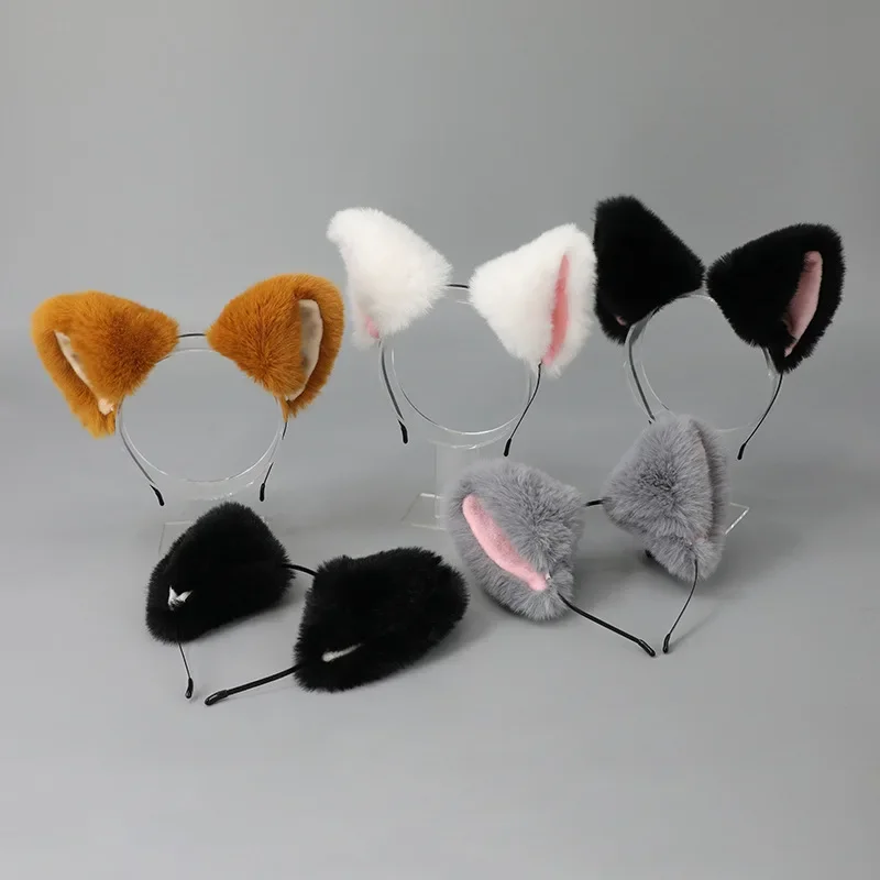 Oreilles de chat de renard en peluche mignonnes, bande de sauna gothique, oreilles de Lolita, vêtements de sauna, cosplay Élen fourrure, accessoires pour cheveux de Noël