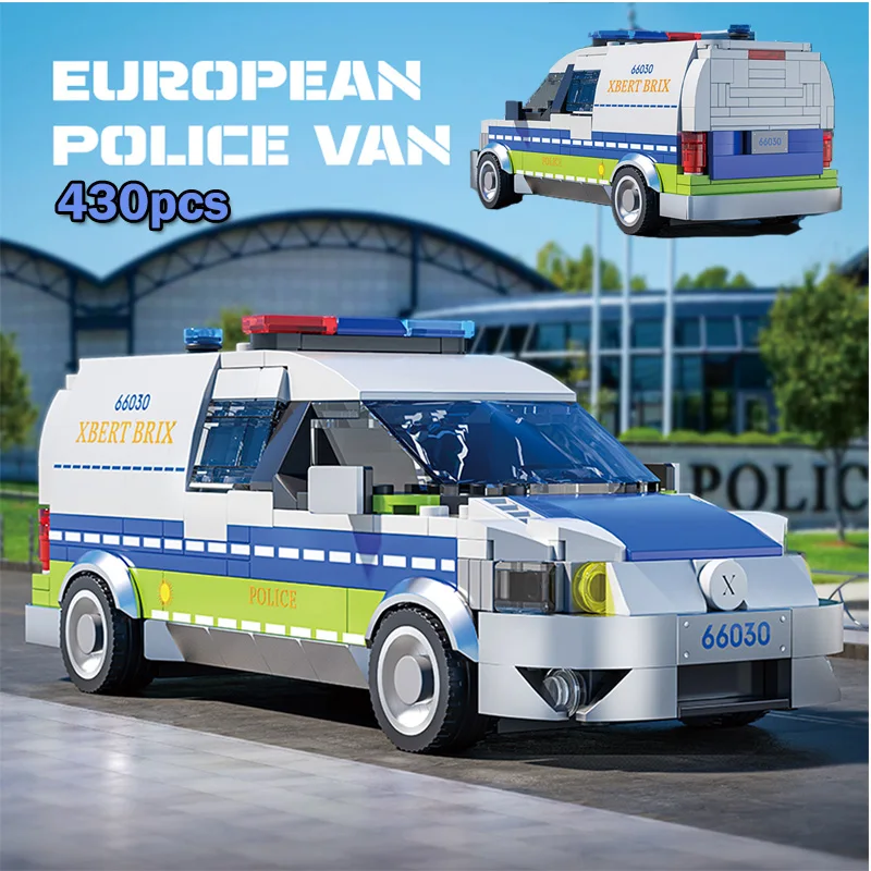

430pcs Police Car Model Building Blocks Creative 66030 Educational Boys Assembled Cars Toys Collectible MOC Small Bricks Gifts