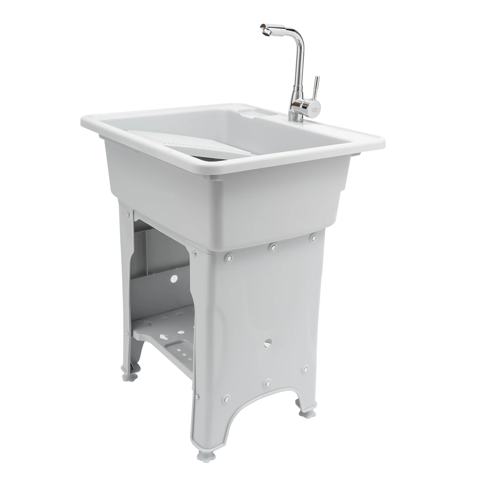 Laundry Sink Tub, 21.65-inch, Hot and Cold Water Faucet, Removable Washboard, Simple Installation