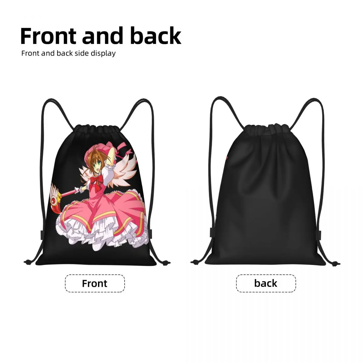Sakura Magical Girl Comics Cardcaptor Drawstring Backpack Sports Gym Bag for Women Men Training Sackpack