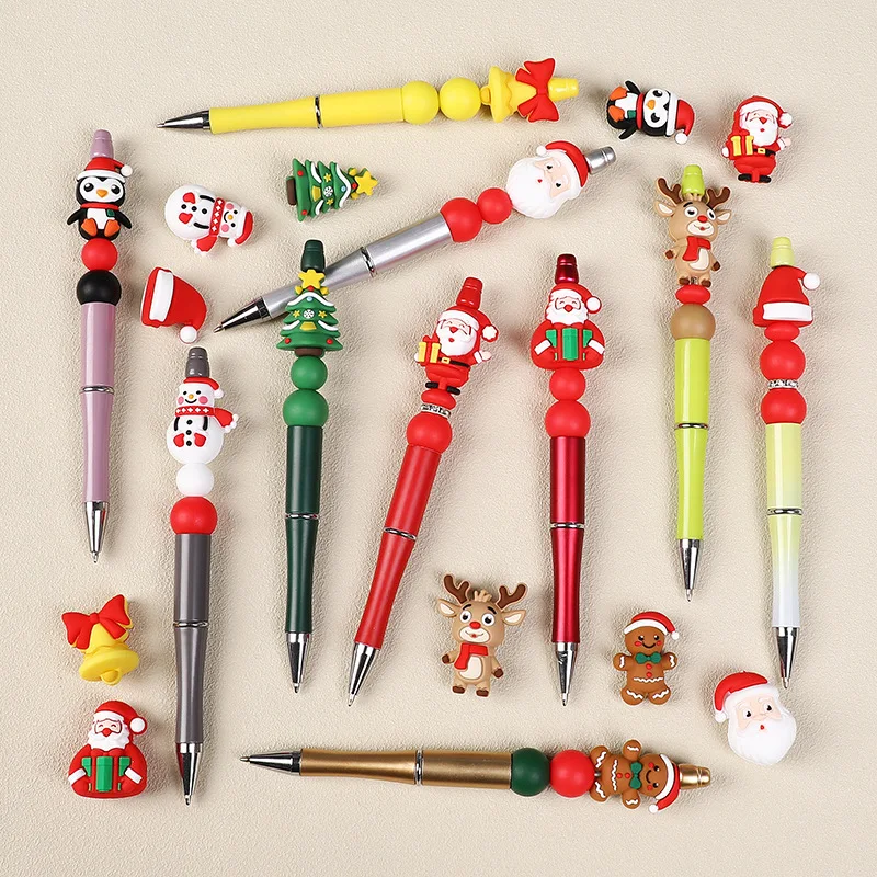 보석 만들기위한 20pcs 크리스마스 3D 실리콘 비즈 DIY 펜 키 체인 목걸이 액세서리 실리콘 초점 비즈 도매