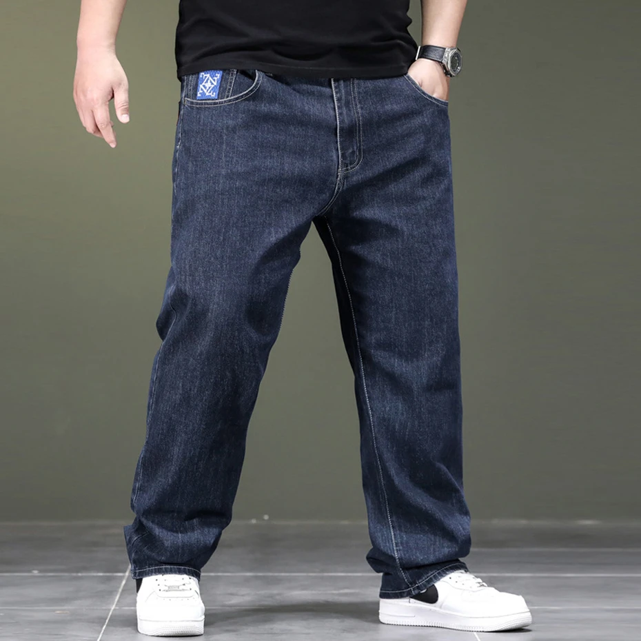 Baggy Jeans Men 48 Plus Size Straight Denim Pants Male Fashion Casual Solid Color Baggy Jeans Big Size