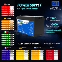 EASUN Outdoor LiFePO4 Battery 50AH 100AH 200AH 12V 24V BMS Recharge able Lithium Bateria Pack for Camping Car Solar No Tax
