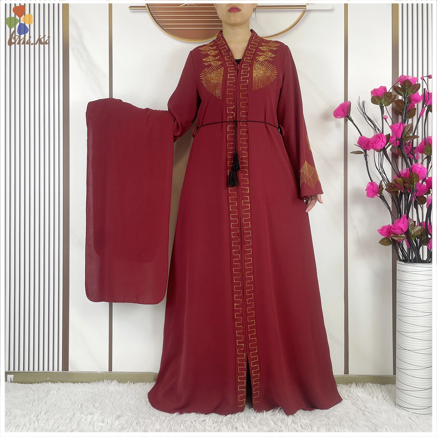 Muslim New Fashion Dress Chiffon Cardigan Robe Loose Women Islamic Clothing African Women Open Robe with Zipper Dubai Clothing