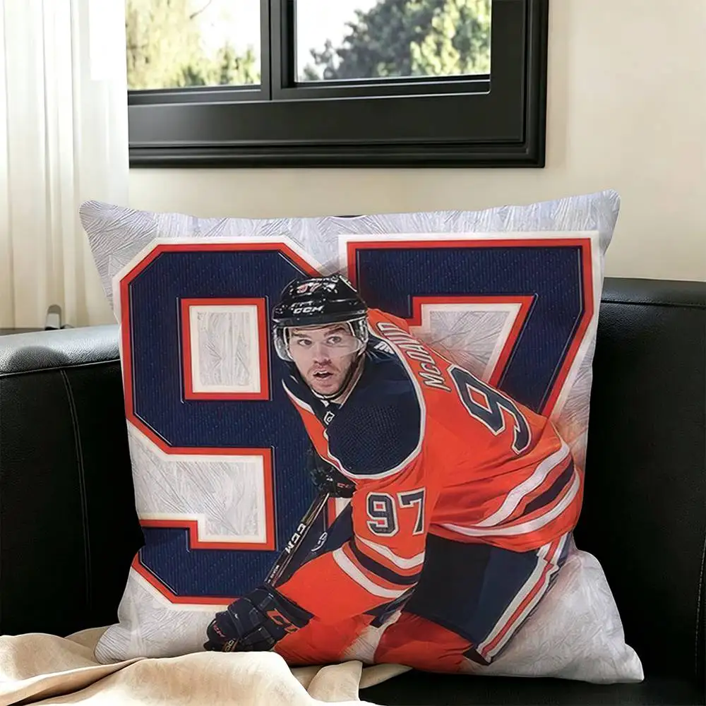 Ice Hockey C-Connor McDavid Square Double-Sided printed Pillow Case Bedroom Bedside Pillow Sofa Cushion Cover 2