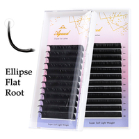 AGUUD B C CC D DD Curl 7mm Flat Ellipse Individual Eyelash Extension Split Tips Classic False Eyelash Supplies Natural Flat Lash