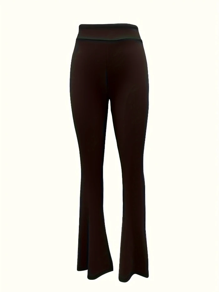 Fashion Women Pants Spring New Casual Retro Minimalist Elastic Waist Solid Color Bag Hip Casual Flare Pants for Women Sports