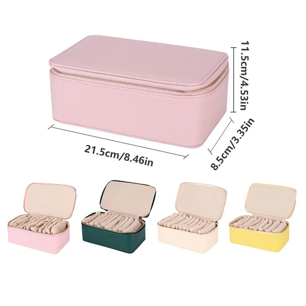 Simple Dustproof PU Jewelry Box Organizer with 12 Small Pouches Jewelry Display Box PU Leather Jewelry Organiser Box Home