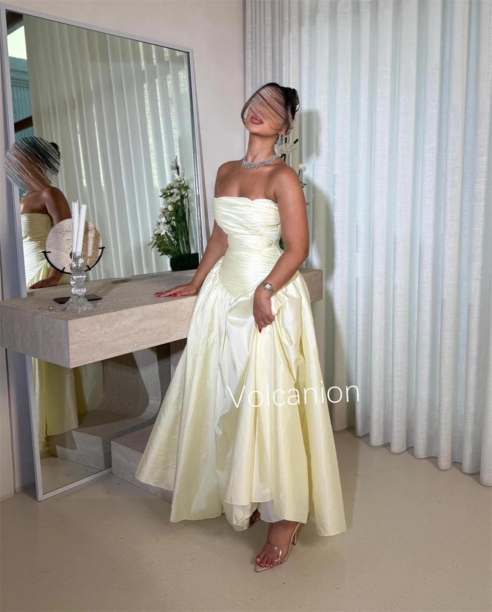 Customized Exquisite Fashion Charmeuse Pleat A-line Strapless Long Dresses Bespoke Occasion High Quality