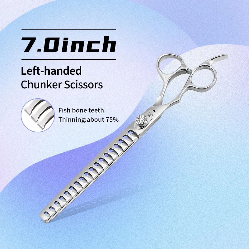 Fenice Linkshandige Professionele 7.0/7.5/8 inch JP440C Snijden Gebogen Pluizige Dunner Chunker Schaar Set Kit Hond Verzorging