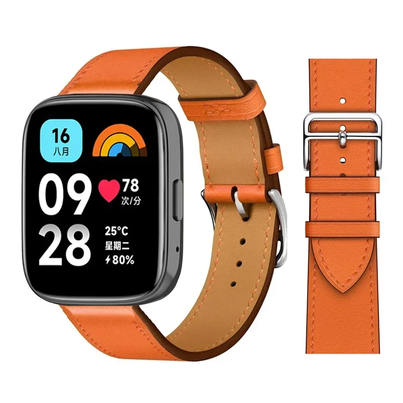 22mm Leather Strap for Redmi Watch 3 Lite Band Correa for Xiaomi MiBand 3 Active Wristband Bracelet 20mm Smartwatch Accessories