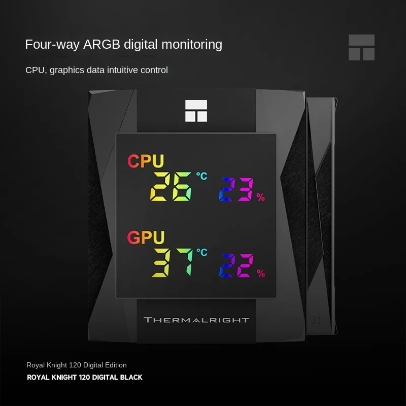 Thermalright Royal Knight 120 Digital Black Computer Case مشعاع تبريد الهواء مع محمل S-FDB