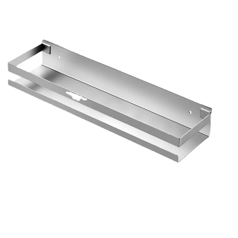 رف توابل مثبت على الحائط من الفولاذ المقاوم للصدأ - منظم مطبخ بدون مثقاب، رف تخزين متعدد الأغراض للتوابل واللوازم