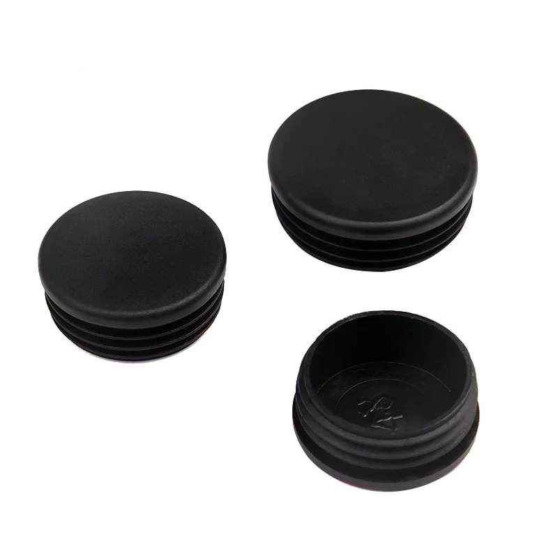 Bouchon de pied de meuble en plastique, 10 pièces/lot, rond noir en acier, Tube de suppression d\'extrémité, insérer Plugs14-76mm couvercle