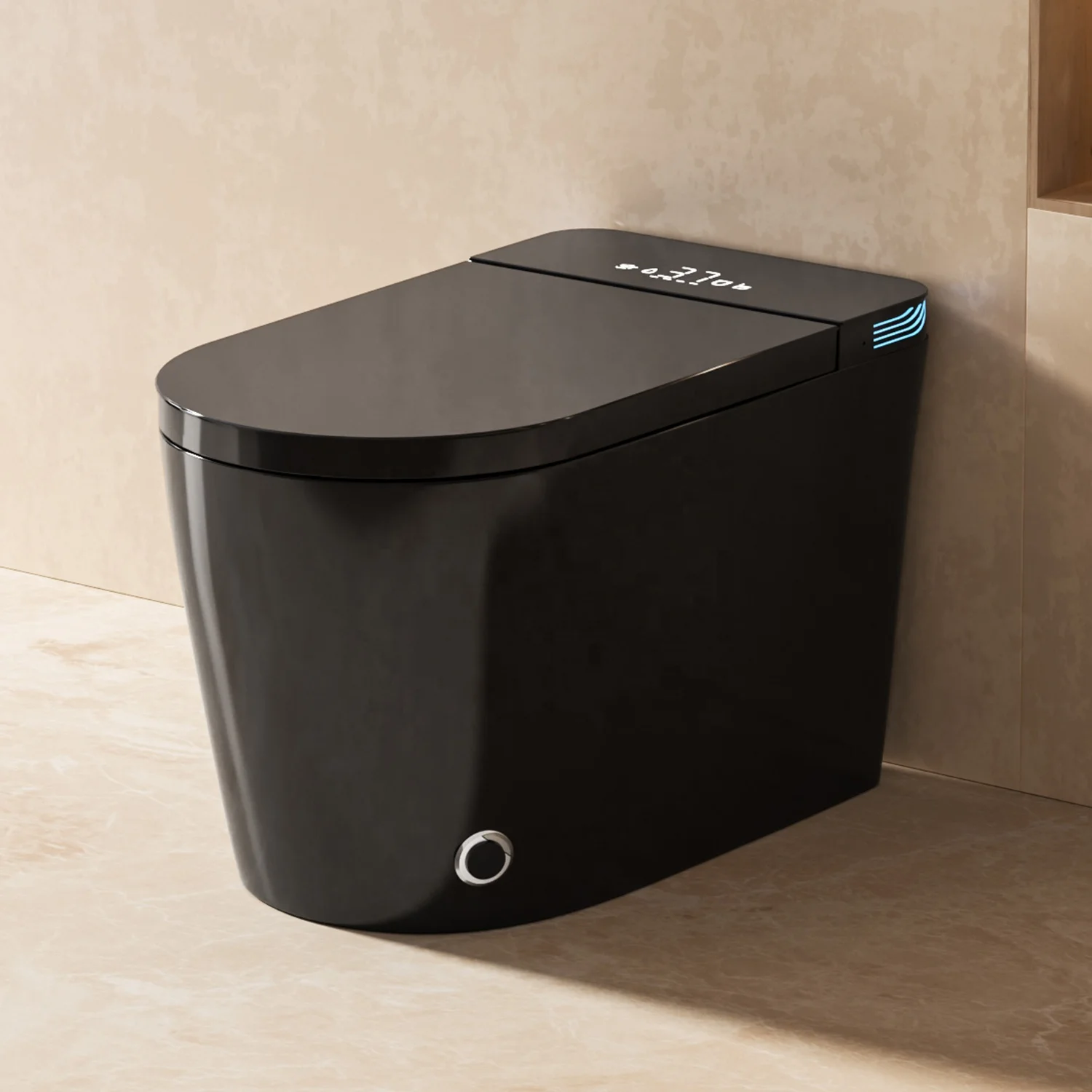 New Listing One Piece Smart Toilet Black Color Wider Seat Tankless Water Saving Flush S Trap Design Intelligent WC