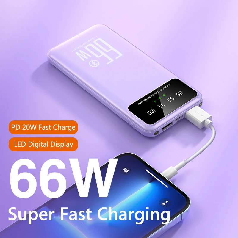 شاحن بطارية خارجي محمول محمول ، 30000mAh ، 66W ، شحن سريع للغاية ، هواوي ، سامسونج ، آيفون ، باور بانك