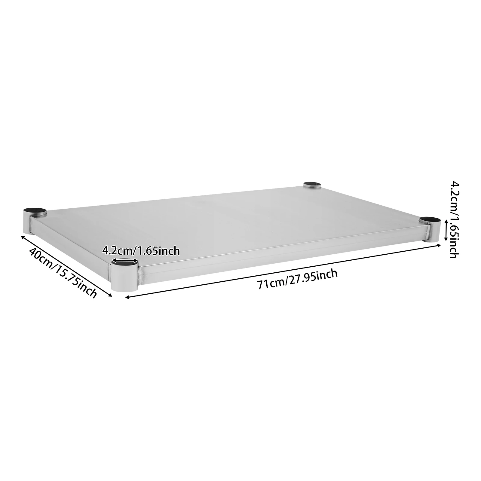 Stainless Steel Rectangle Adjustable Lower Shelf, Work Table Under Shelf for DuraSteel Worktables, Including Standard Worktables