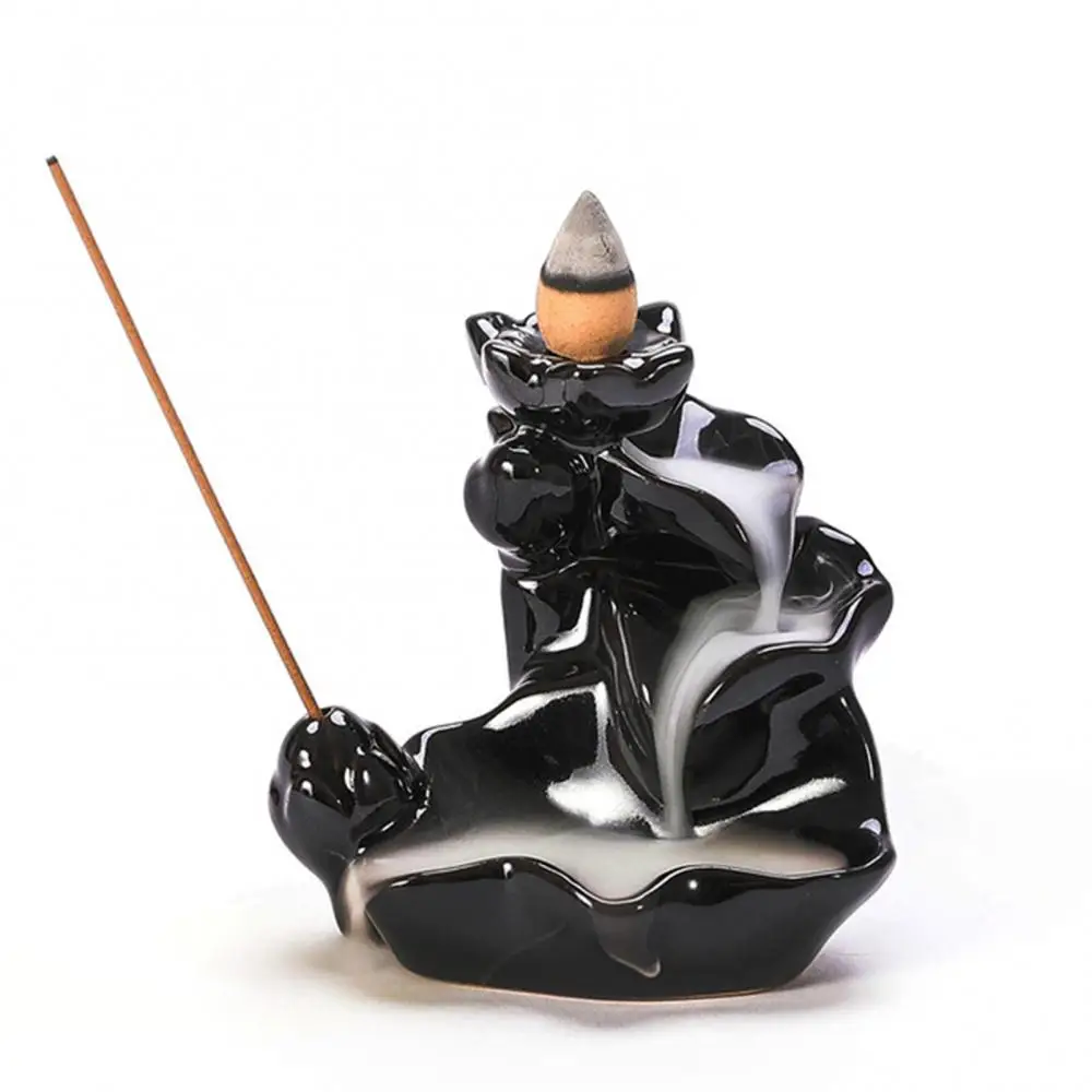 Mini Chinese Style Incense Holder Mountain Stream Ceramic Incense Burner Censer Waterfall Fragrance Home Decoration