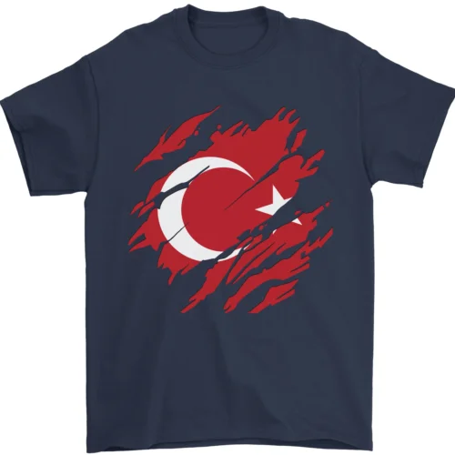 Torn Turkey Flag Turkish Day Football Mens T-Shirt 100% Cotton