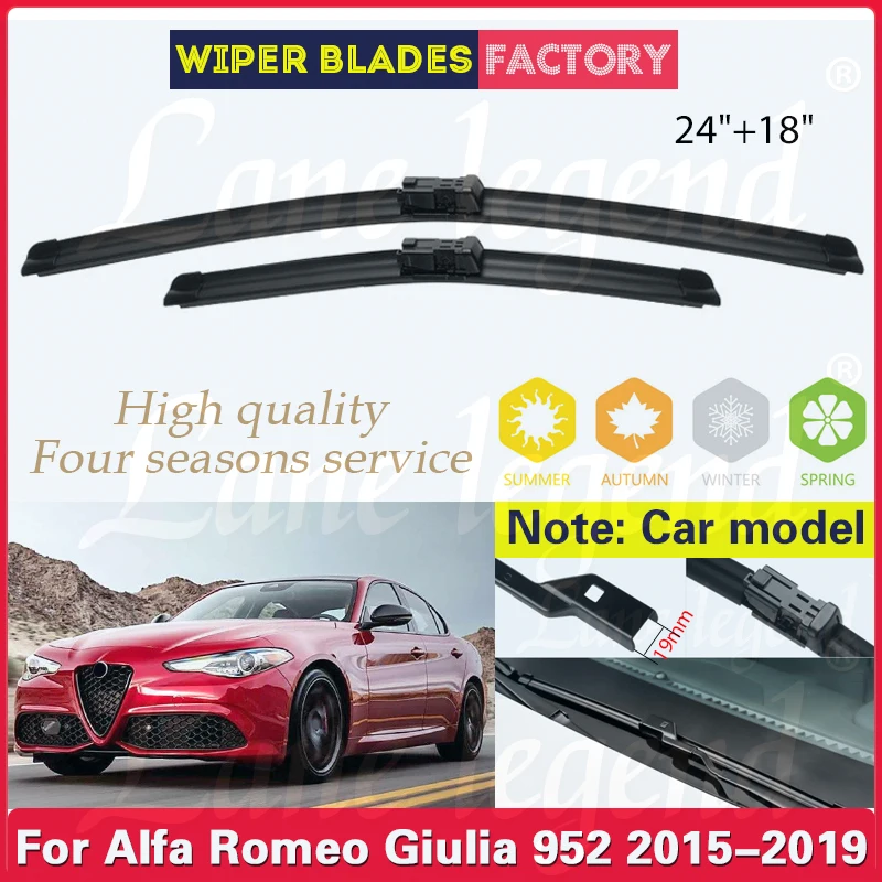 

For Alfa Romeo Giulia 952 2015 2016 2017 2018 2019 Front Wiper Blades Brushes Cutter Windscreen Windscreen Accessories 24''+18''