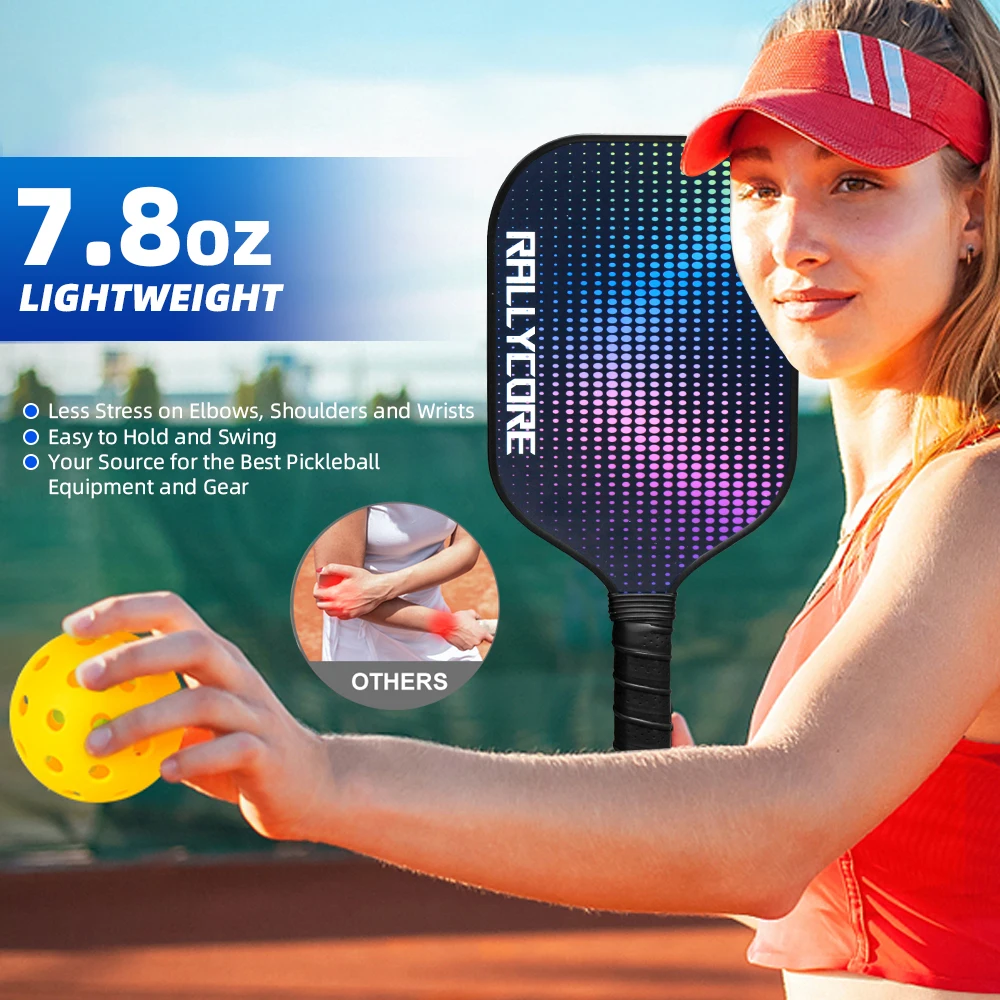 피클볼 패들 2개 세트, 섬유 유리 피클볼 패들, 마찰 표면 피클볼 라켓 세트 (남녀 공용)