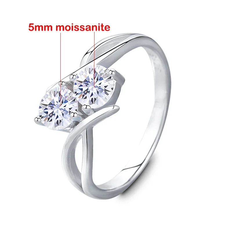 TFGLBU 1CTTW Colorless Moissanite 925 Sterling Sliver Ring for Women Proposal Wedding Platinum Plated Band Brilliant Diamond GRA