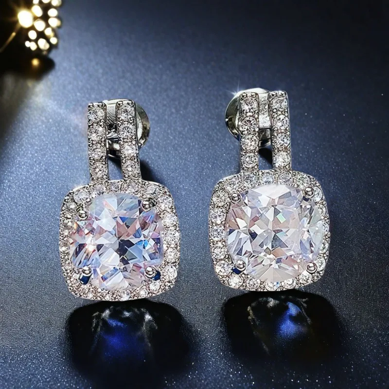 Japan-Korea Cross-border Simple Round Diamond Zircon Stud Earrings, Internet-famous INS Style Bestselling Copper-Inlaid