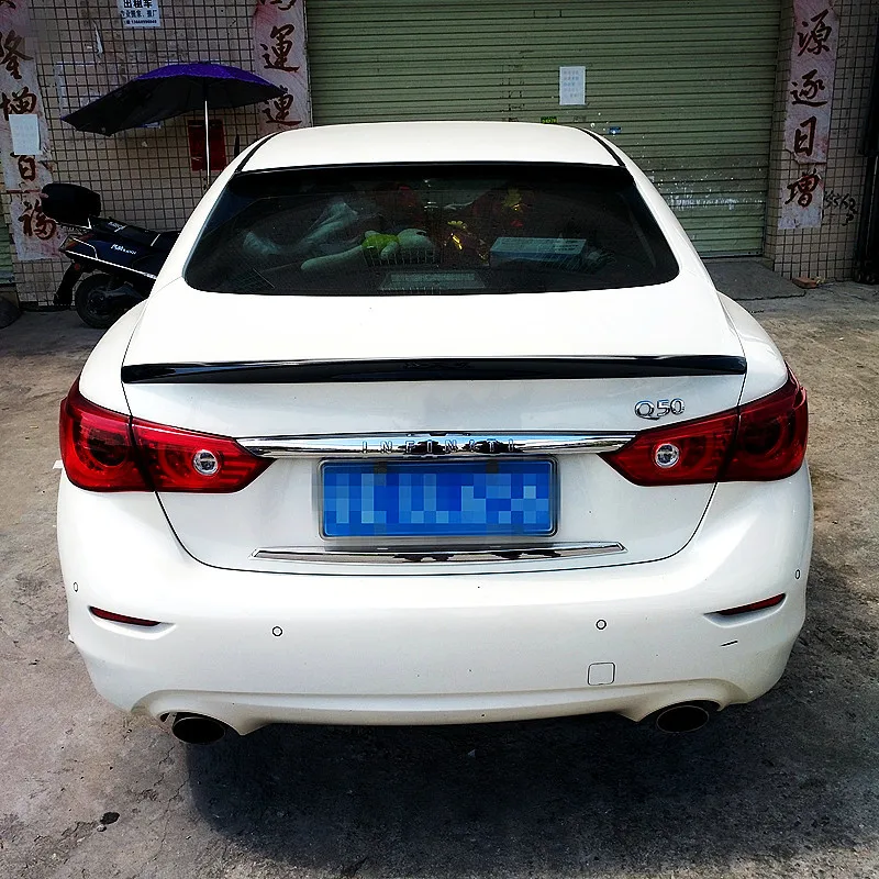 For 2014 15 16 17 18 19 20 21 Infiniti Q50 ABS Black Carbon Rear Window Roof Car Spoiler Wings Tuning Exterior Accessories