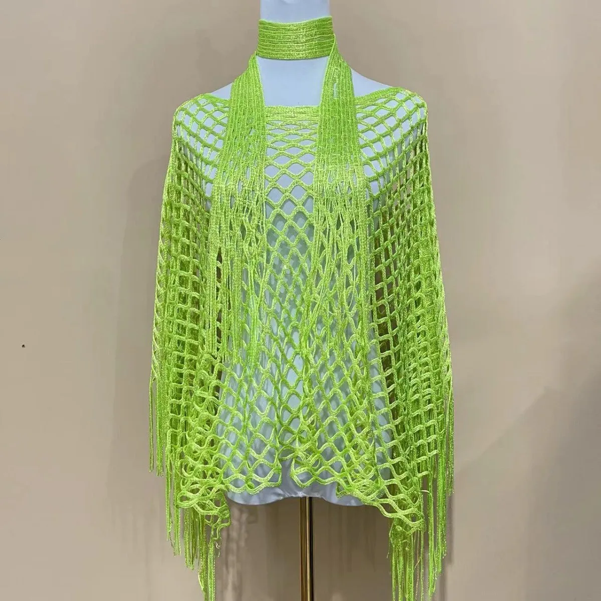 니트 레이스업 판초 멀티웨어 비치 숄 다용도 커버업