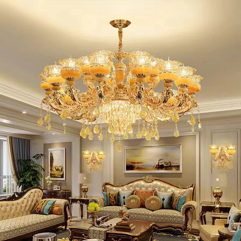 

Living Room Chandelier European style Luxurious Villa Main Lights Jade Bbedroom Dining Room 2025 New Crystal Lighting Fixtures