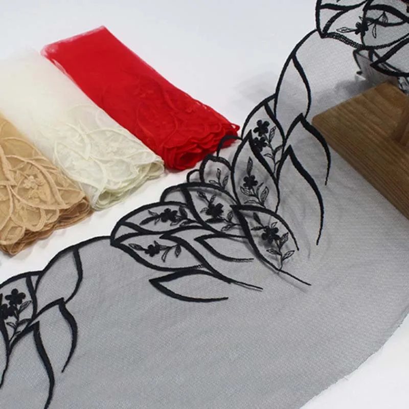 

30Yards Leaf Embroidery Lace Fabrics DIY Bra Needle Work Accessories Mesh Embroidered Lace For Dress Sewing Crafts