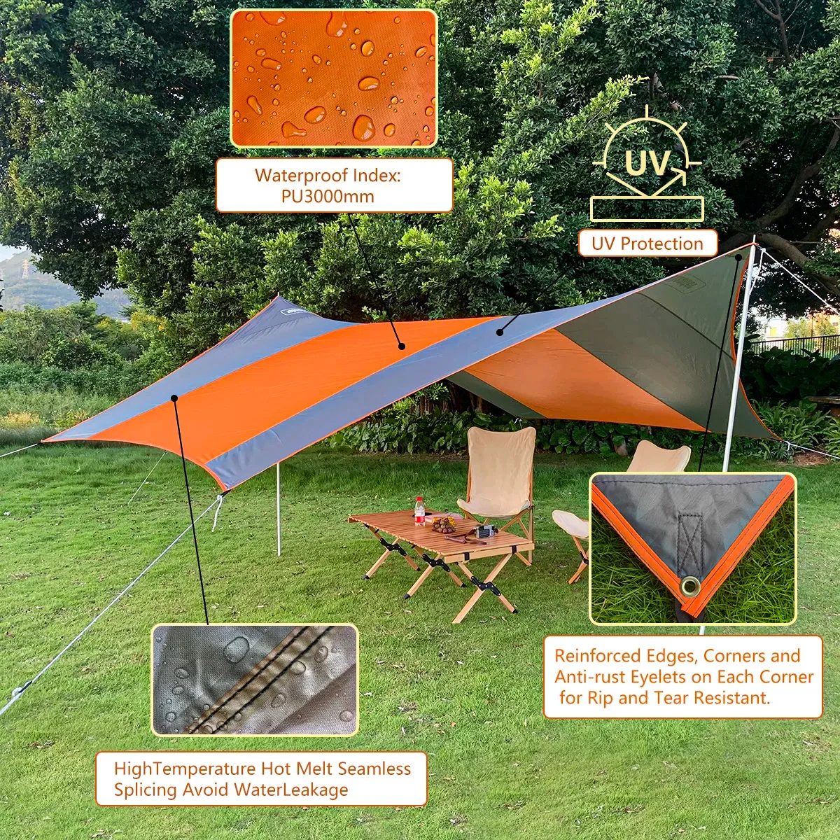 六角形キャンプタープ 4.1 × 4.1 メートル防水テント - Sun Sail Shade のレビューと価格