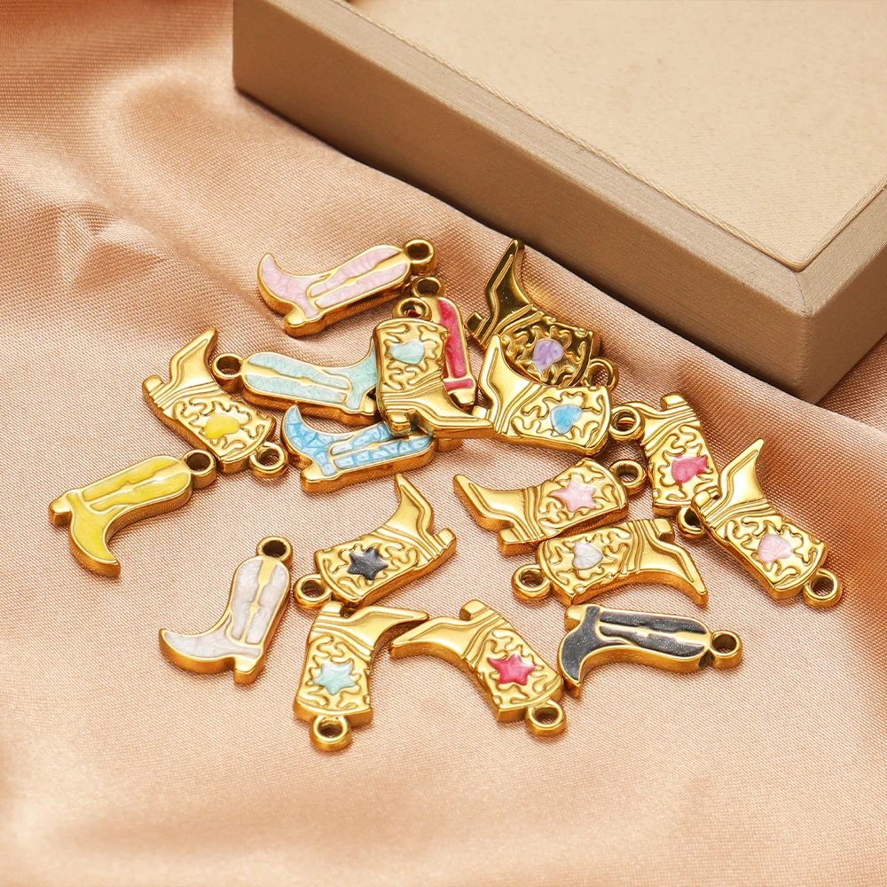 5Pcs Stainless Steel Gold Martin Boot Shoes Charms Earrings Pendants for DIY Trendy Jewelry Making Necklace Bracelet Decoration