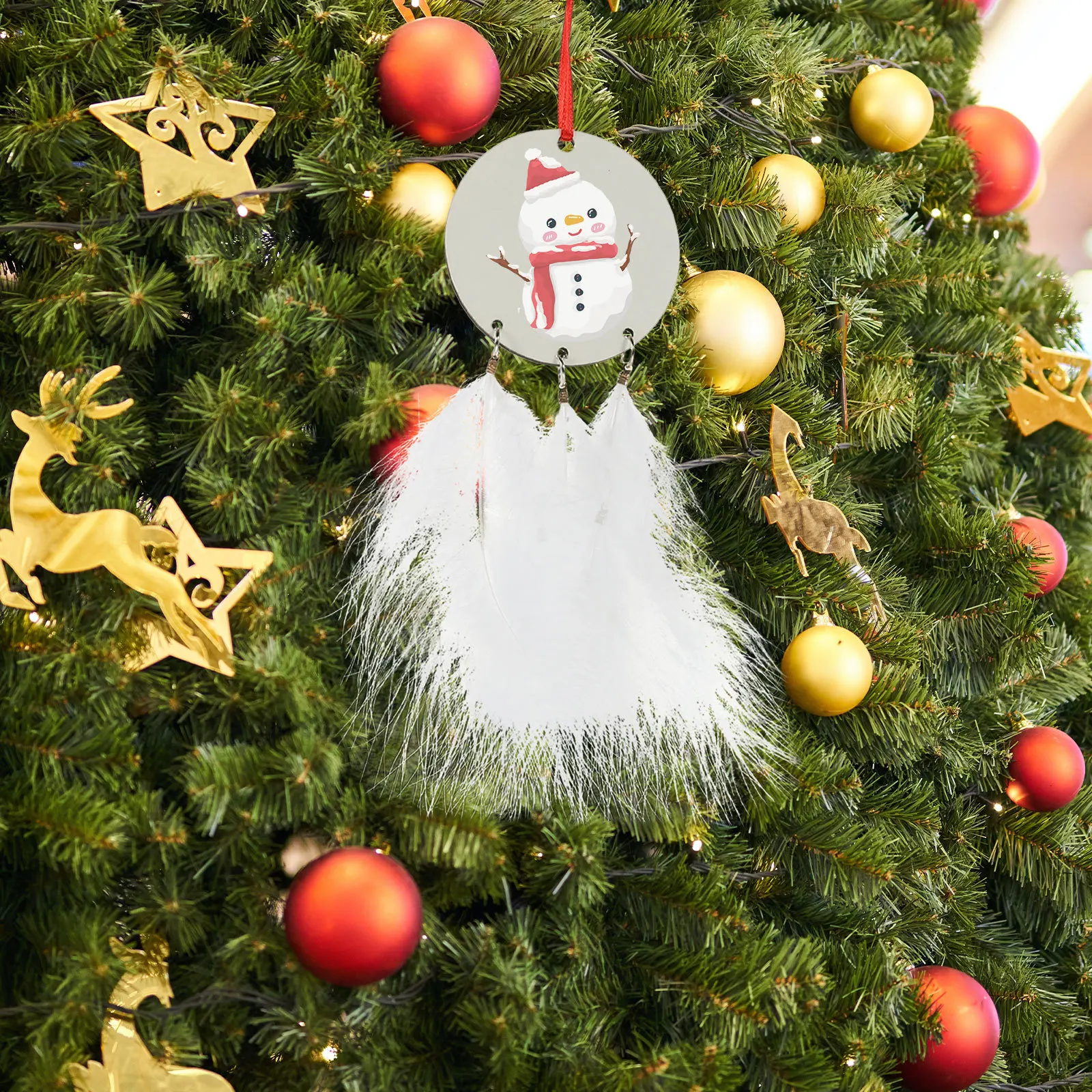 

Round Thermal Transfer Pendant Christmas Decorations Plume MDF DIY Heat Pendants Sublimation Jewelry Blanks