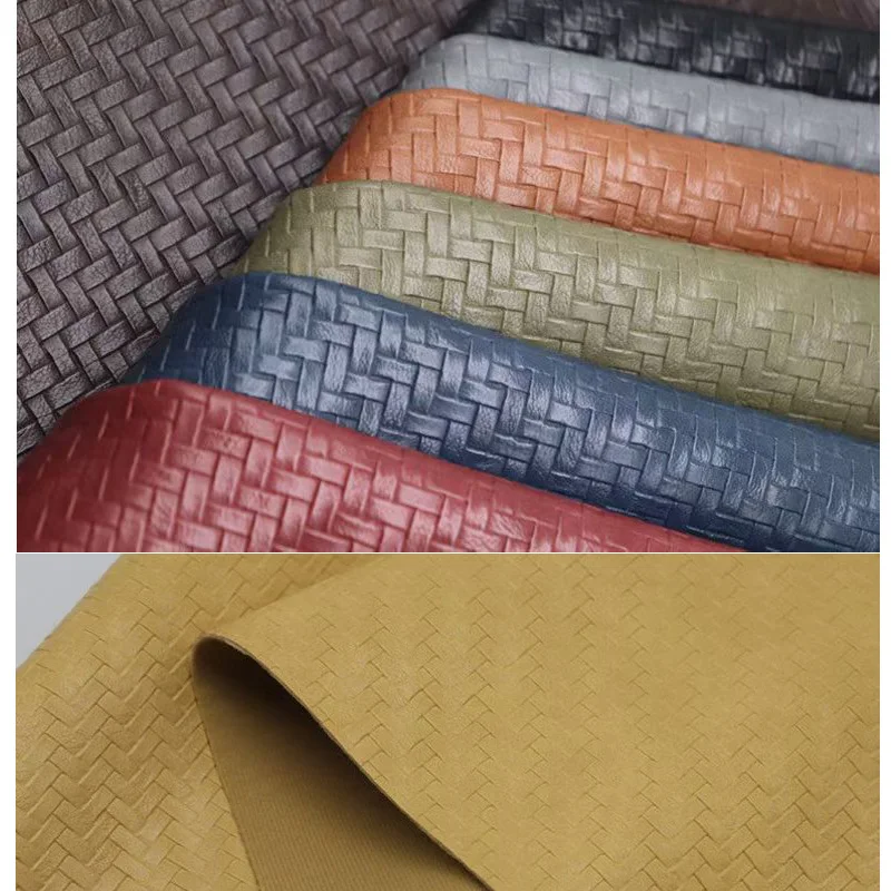 New Trend Weaving Pattern Embossed PU Synthetic Leather Fabric Materials