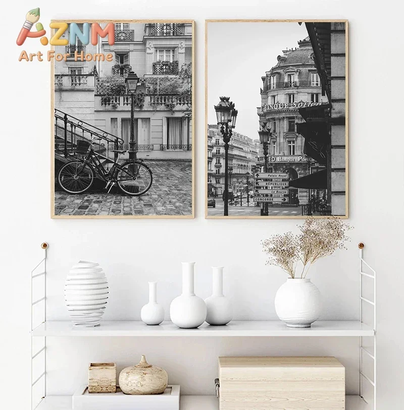 Black White City New York Italy Venice London Paris Eiffel Tower Photography Art Posters Canvas Painting Home Decor Mural