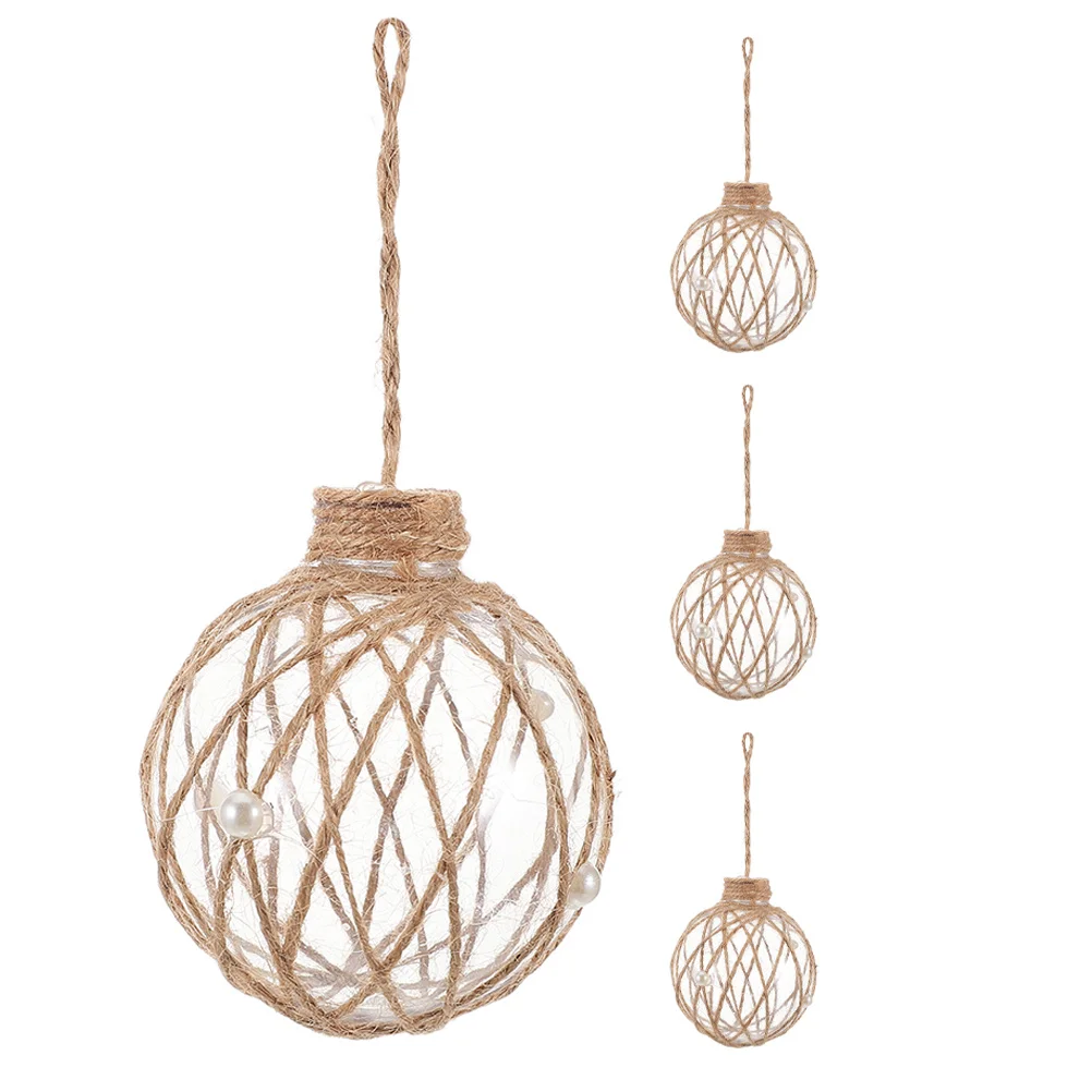 

4 Pcs Plastic Tree Pendants Shatterproof Round Baubles Clear Ornament Balls Christmas Ornaments