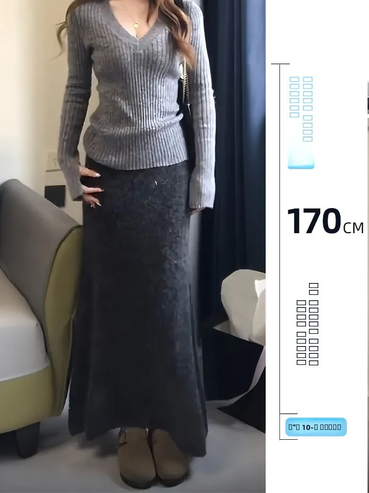 

Утепленная юбка А-силуэта для высоких женщин: комфортная, осенне-зимняя, повседневная, универсальная, средней длины, с завышенной талией, трикотажная.